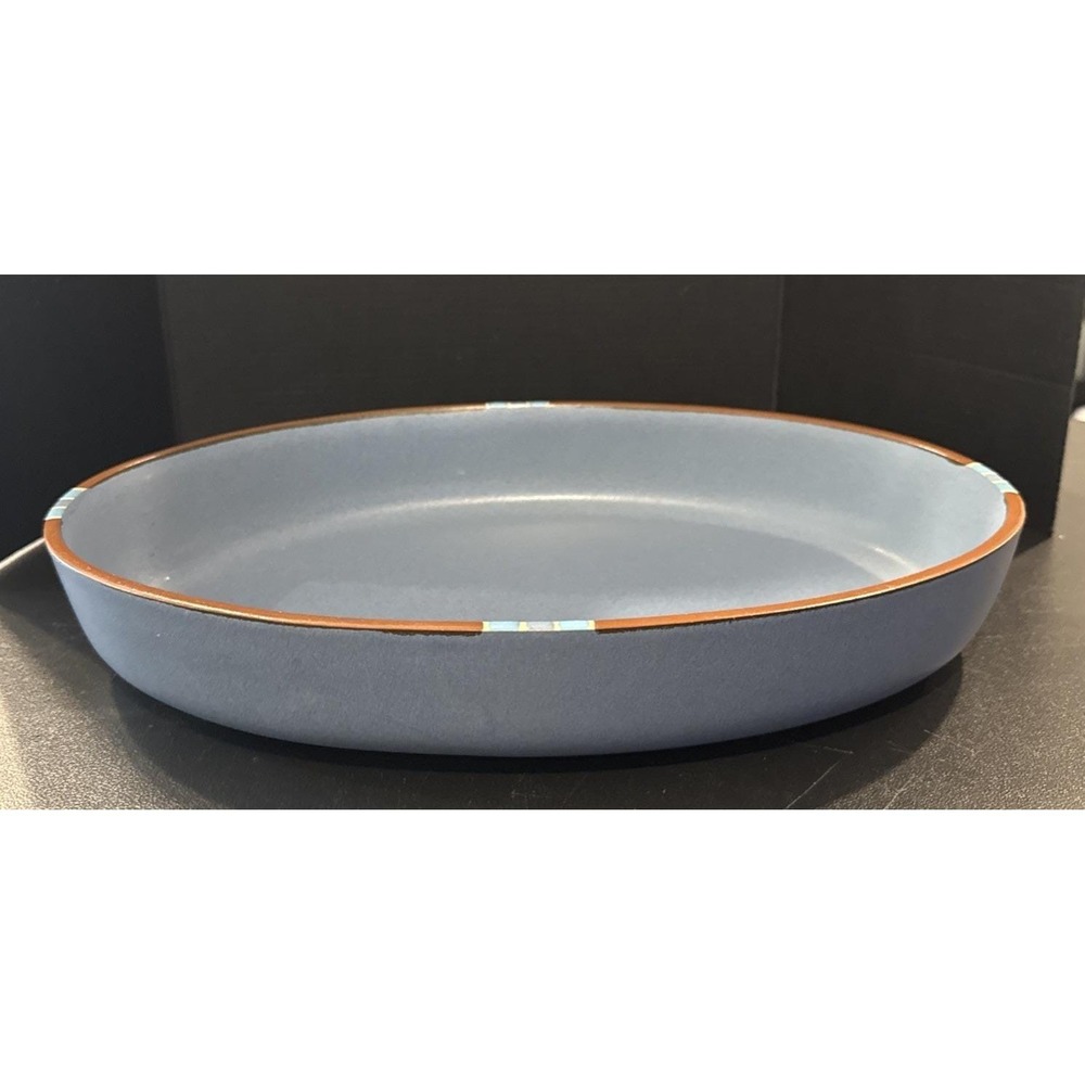 Dansk Sky Blue Mesa Oval Serving Baking Deep Dish Bowl 12.5" Southwestern Aztec